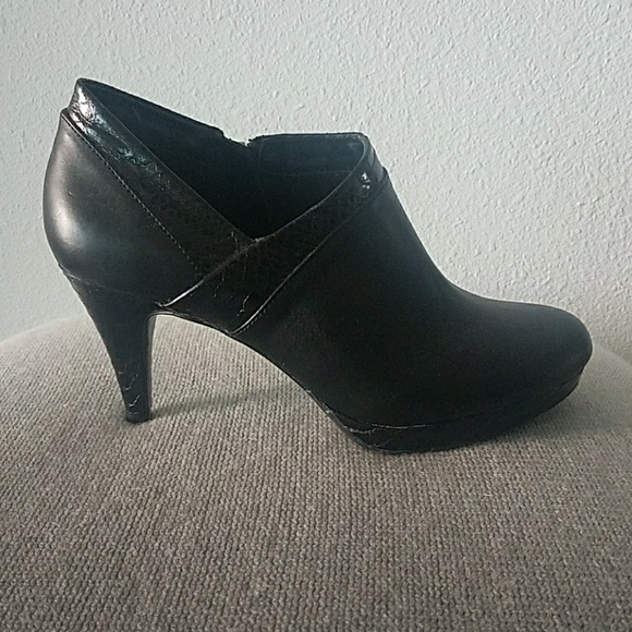 Black Booties With Alligator Print Trim - Picture 5 of 5